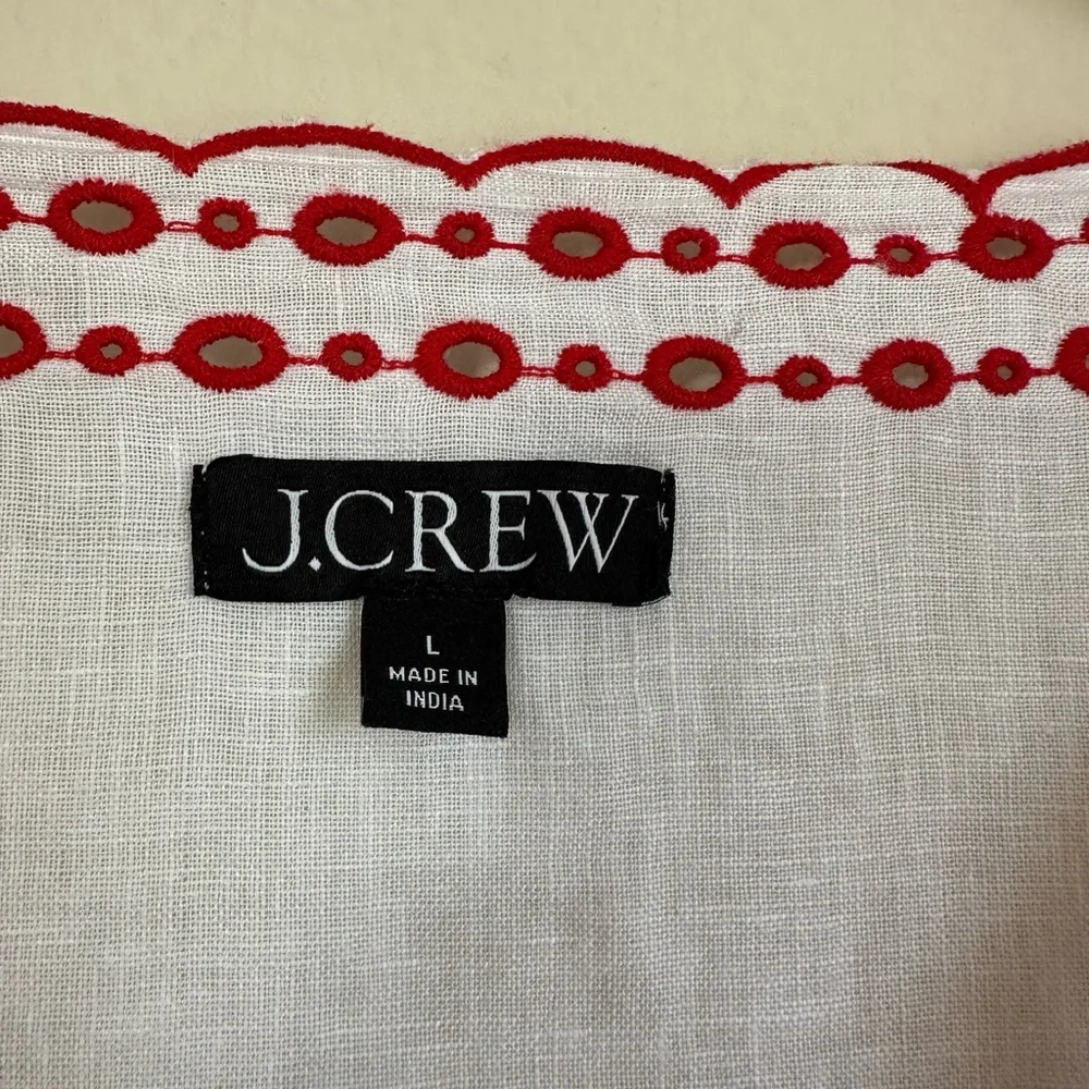 J. Crew Bungalow Embroidered Linen Top - Picture 4 of 13